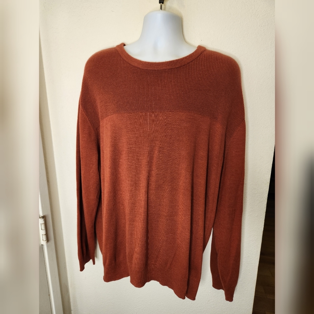 FAIRLANE Mens Orange Long Sleeve Sweater Crew Neck